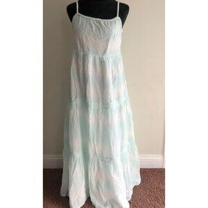 Aerie Light Blue Sleeveless Maxi Dress‎ Adjustable Straps & Tiered Skirt Large